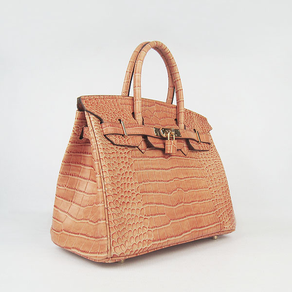 Replica Hermes Birkin 30CM Crocodile Veins Bag Orange 6088 On Sale